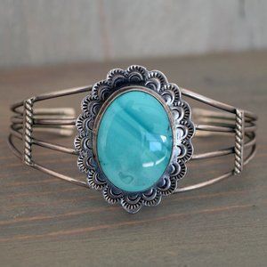 Fred Guerro Agate and Silver Cuff